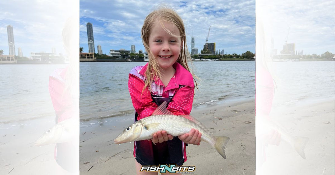 Photo: Matilda Schneider with a nice Whiting caught at the Gold Coast