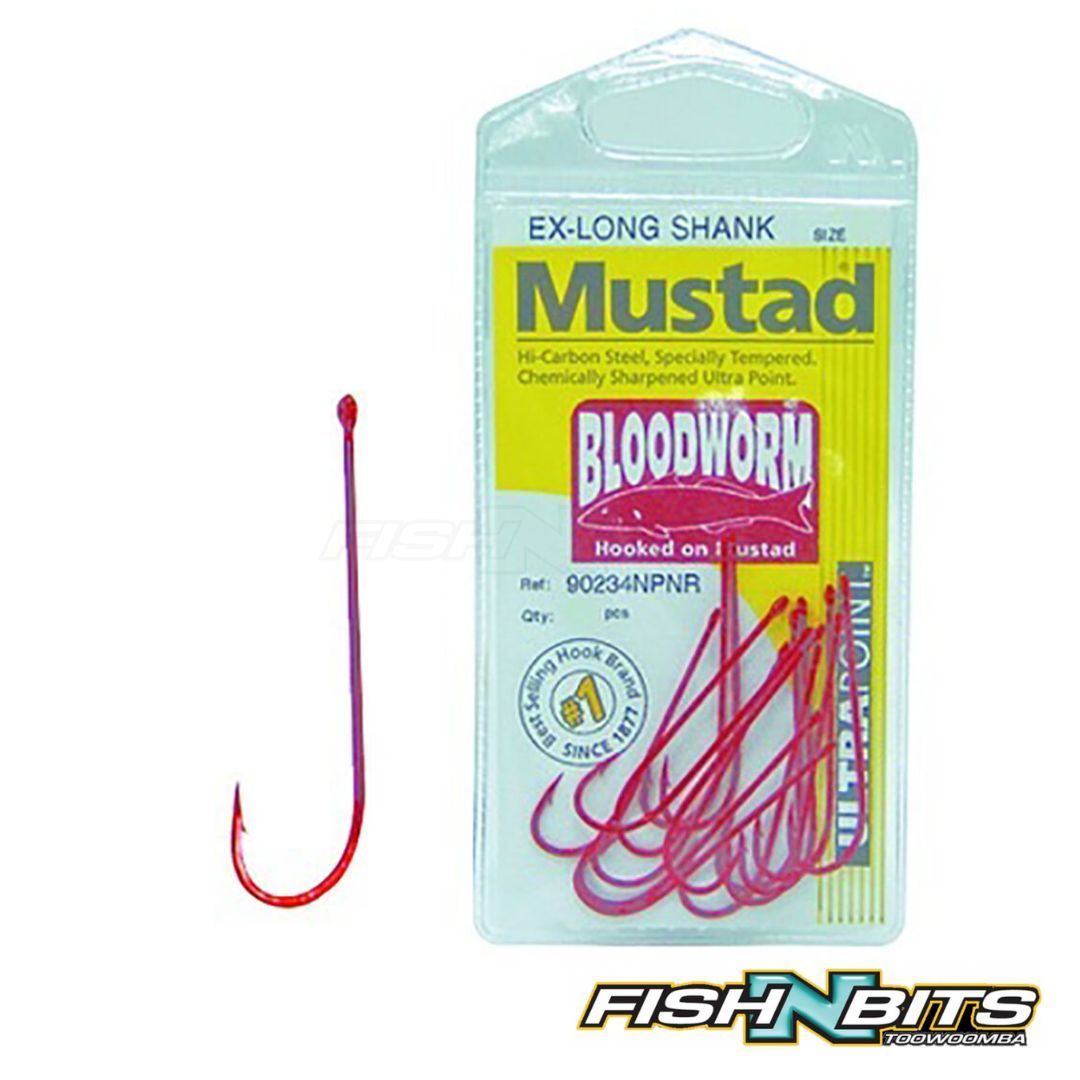 bloodworms fish hook Mustad 90234NPNR Bloodworm Hooks Pack Red 3/0