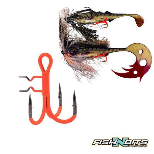 Mikado - Jaws Vertical Treble Hook UV Orange