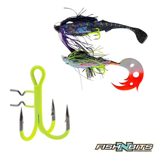 Mikado - Jaws Verticle Treble Hook UV Yellow
