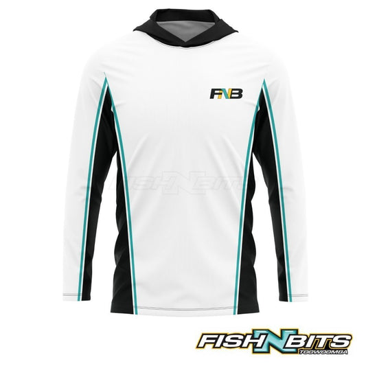 Fish N Bits - White Hooded Jersey